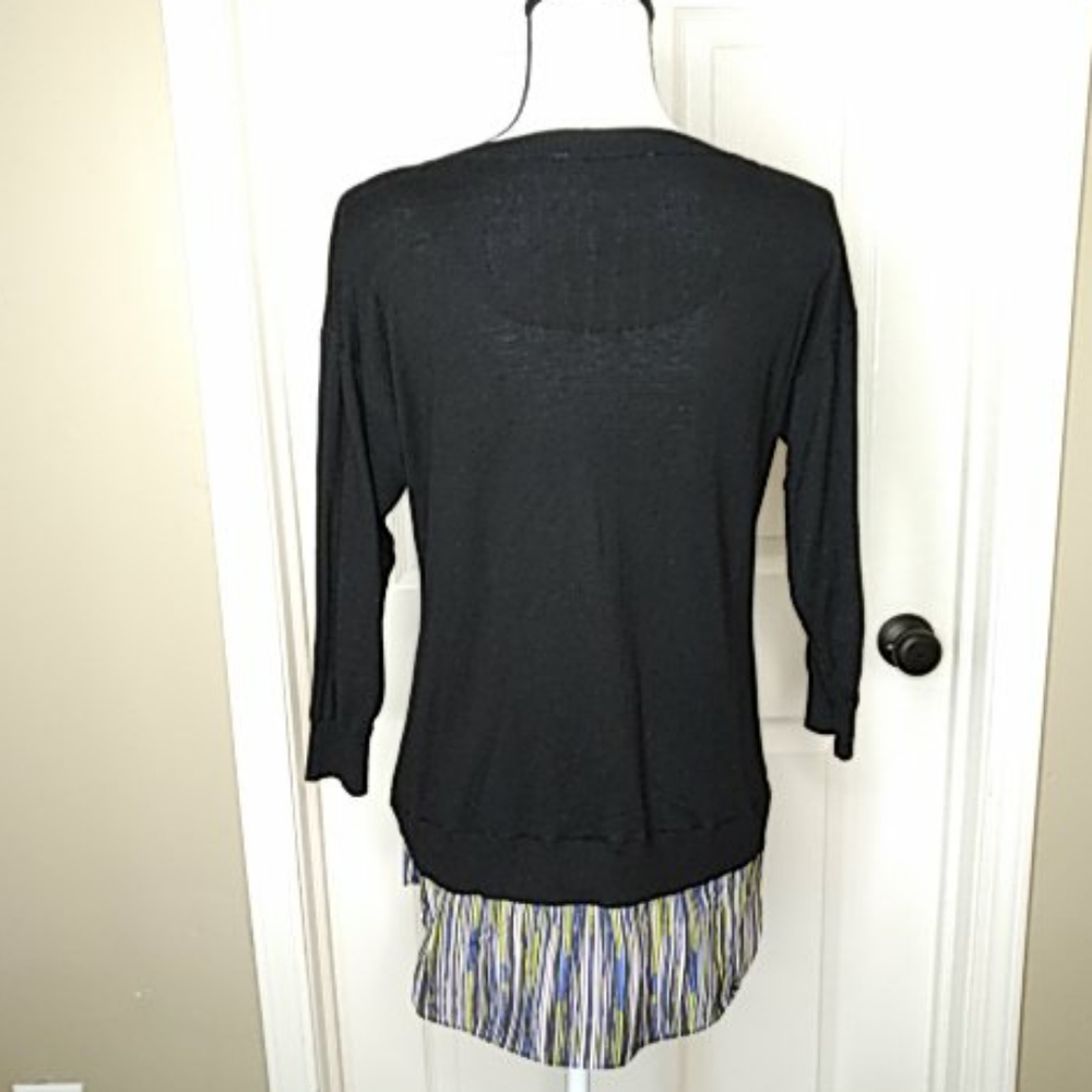 NYgard Black Light Weight Knit Top Stripe Hem M - Picture 4 of 7